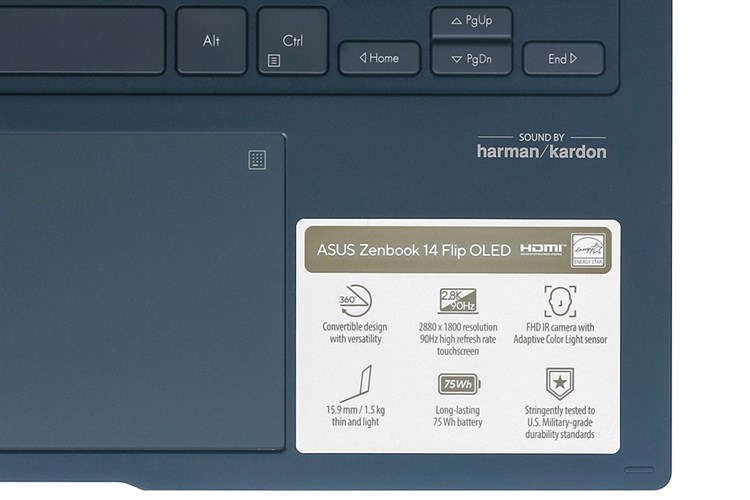 Laptop Asus Zenbook 14 Flip OLED UP3404VA i7 1360P/16GB/512GB/Touch/Pen/Cáp/Túi/Win11 (KN039W) Màu Xanh