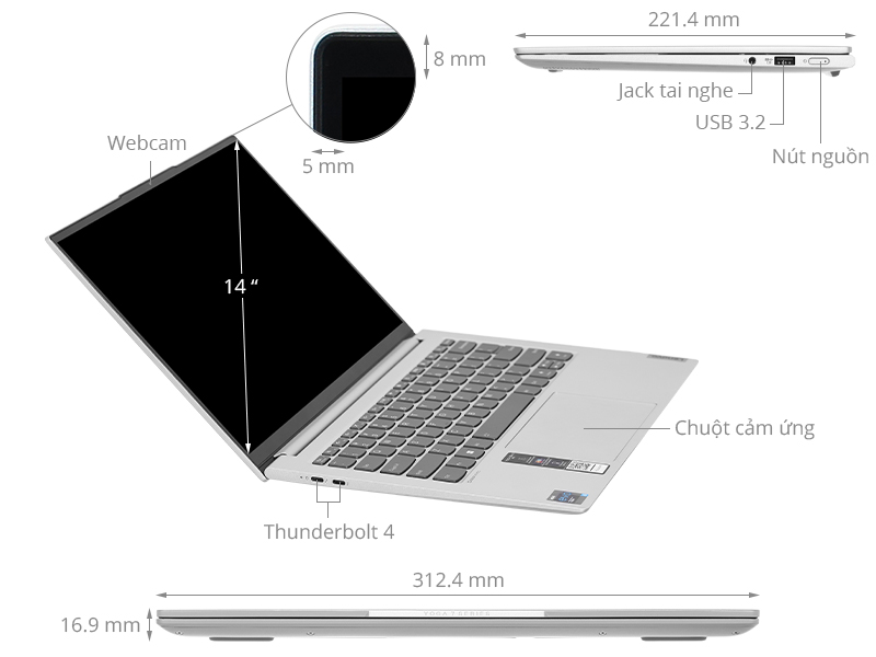 LENOVO Yoga Slim 7 Pro: Core i5 11320H/16G/14in 3K OLED 90Hz/BH 7th !! - 8