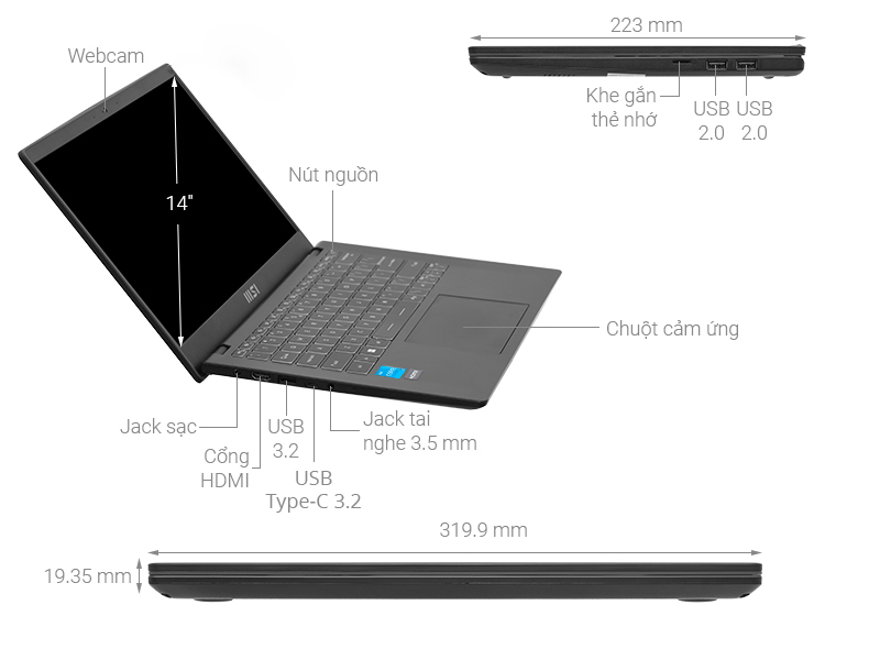 MSI Modern 14 C11M i3 1115G4/8GB/512GB/Win11 (011VN)