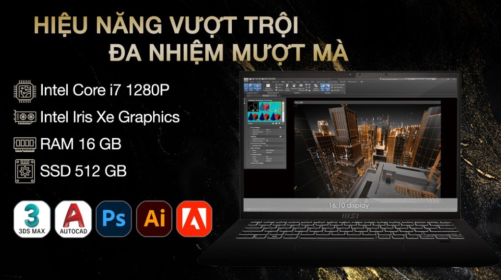 Laptop MSI Summit E14 Flip Evo A12MT i7 1280P/16GB/512GB/Touch/Pen/Túi/Win11 (210VN)