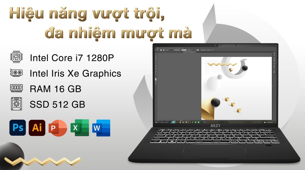 Laptop MSI Summit E14 Evo A12M i7 1280P/16GB/512GB/Túi/Chuột/Win11 (211VN)