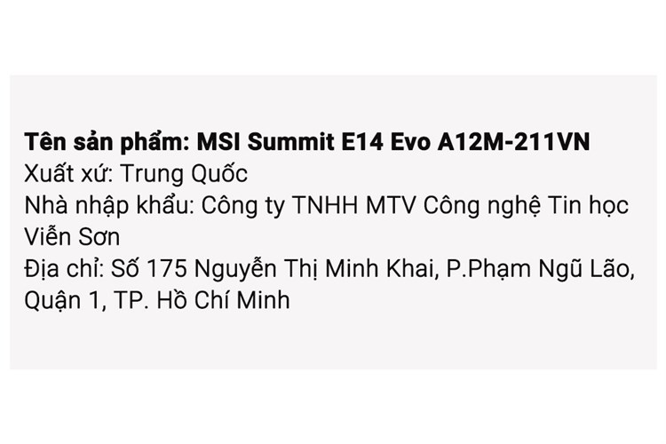 Laptop MSI Summit E14 Evo A12M i7 1280P/16GB/512GB/Túi/Chuột/Win11 (211VN) Màu Đen