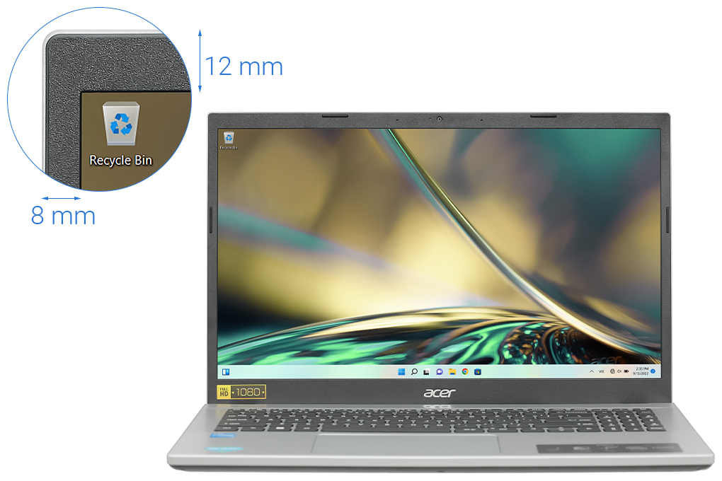 Laptop Acer Aspire 3 A315 59 5283 - NX.K6TSV.00B (i5 1235U, 8GB, 512GB, Full HD, Win11) Màu Bạc