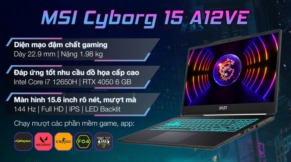 MSI Gaming Cyborg 15 A12VE i7 12650H (240VN)