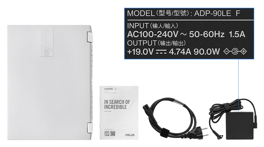 Bộ sản phẩm gồm: Sách hướng dẫn, Thùng máy, Sạc Laptop Asus ( 90W )