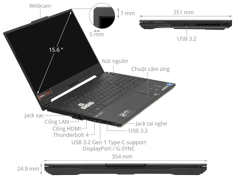 Asus TUF Gaming F15 FX507ZC4 i5 12500H/16GB/512GB/4GB RTX3050/144Hz/Win11 (HN095W)
