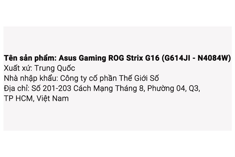 Laptop Asus Gaming ROG Strix G16 G614JI i7 13650HX/16GB/1TB/8GB RTX4070/240Hz/Balo/Win11 (N4084W) Màu Xám