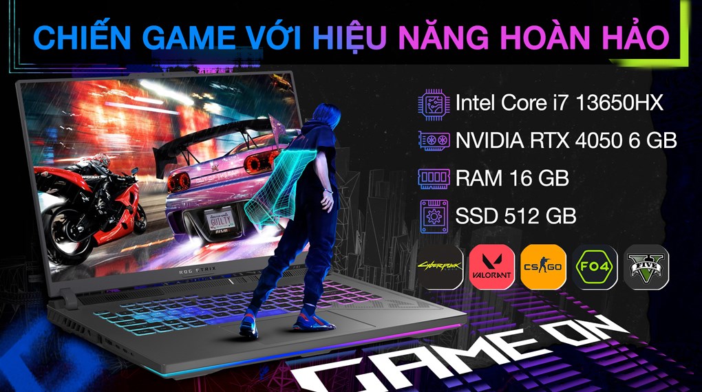 Laptop Asus Gaming ROG Strix G16 G614JU i7 13650HX/16GB/512GB/6GB RTX4050/165Hz/Win11 (N3777W)