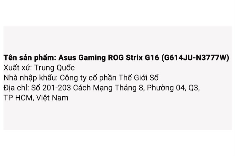 Laptop Asus Gaming ROG Strix G16 G614JU i7 13650HX/16GB/512GB/6GB RTX4050/165Hz/Win11 (N3777W) Màu Xám