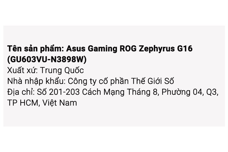 Laptop Asus Gaming ROG Zephyrus G16 GU603VU i7 13620H/16GB/512GB/6GB RTX4050/165Hz/Win11 (N3898W) Màu Xám