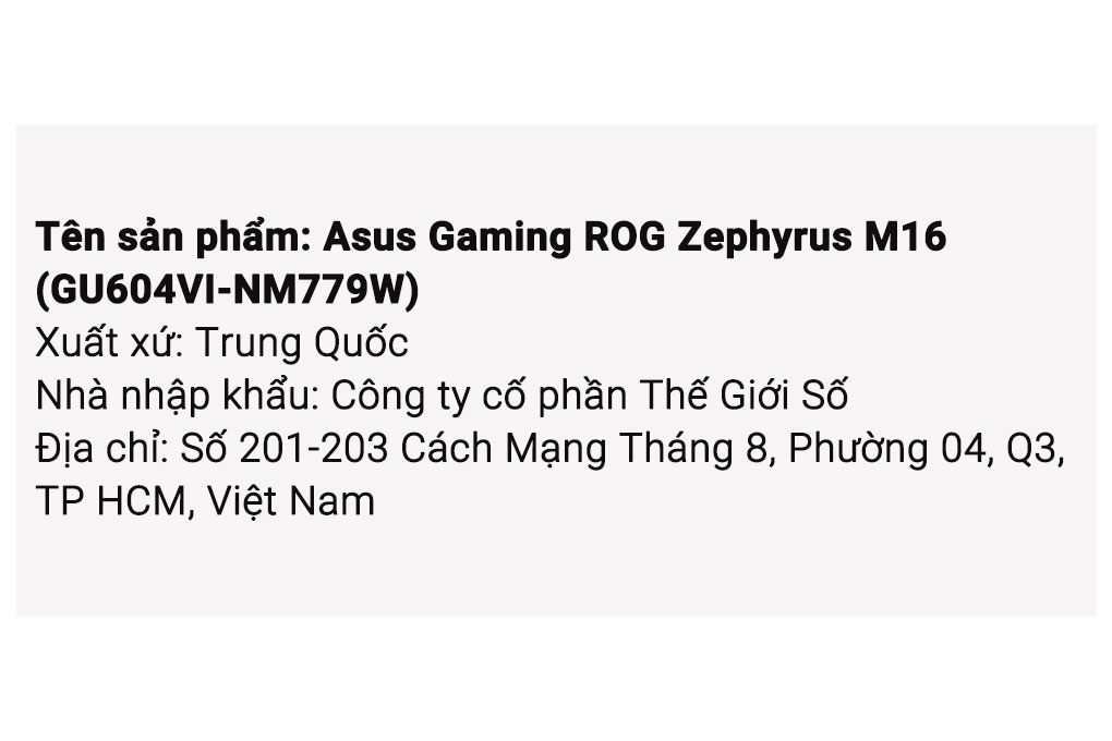 Laptop Asus Gaming ROG Zephyrus M16 GU604VI i9 13900H/32GB/1TB/8GB RTX4070/240Hz/Balo/Win11 (NM779W) Màu Đen