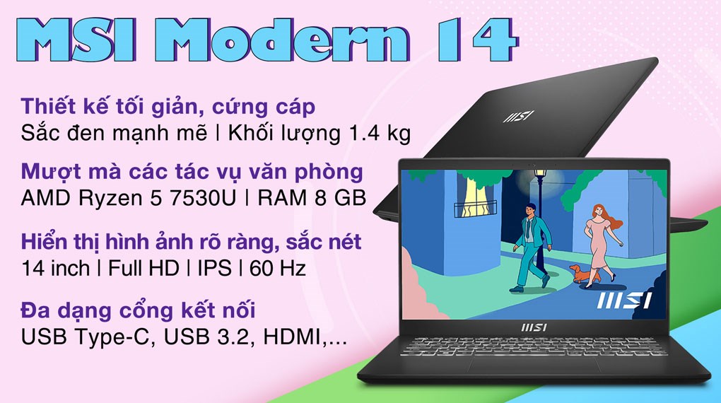 Laptop MSI Modern 14 C7M R5 7530U/8GB/512GB/Win11 (083VN)