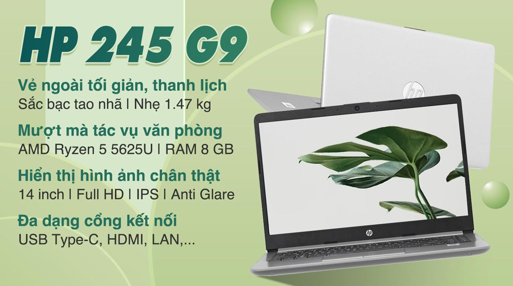 Laptop HP 245 G9 R5 5625U/8GB/512GB/Win11 (6L1N9PA)