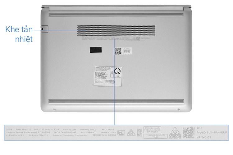 Laptop HP 245 G9 R5 5625U/8GB/512GB/Win11 (6L1N9PA) Màu Bạc