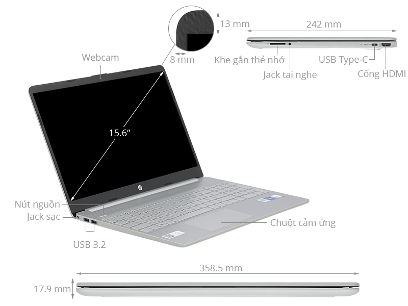 HP 15s fq5147TU i7 1255U/8GB/512GB/Win11 (7C133PA)