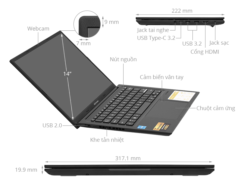 Asus Vivobook 14 A1405VA i3 1315U/8GB/512GB/Win11 (LY097W)