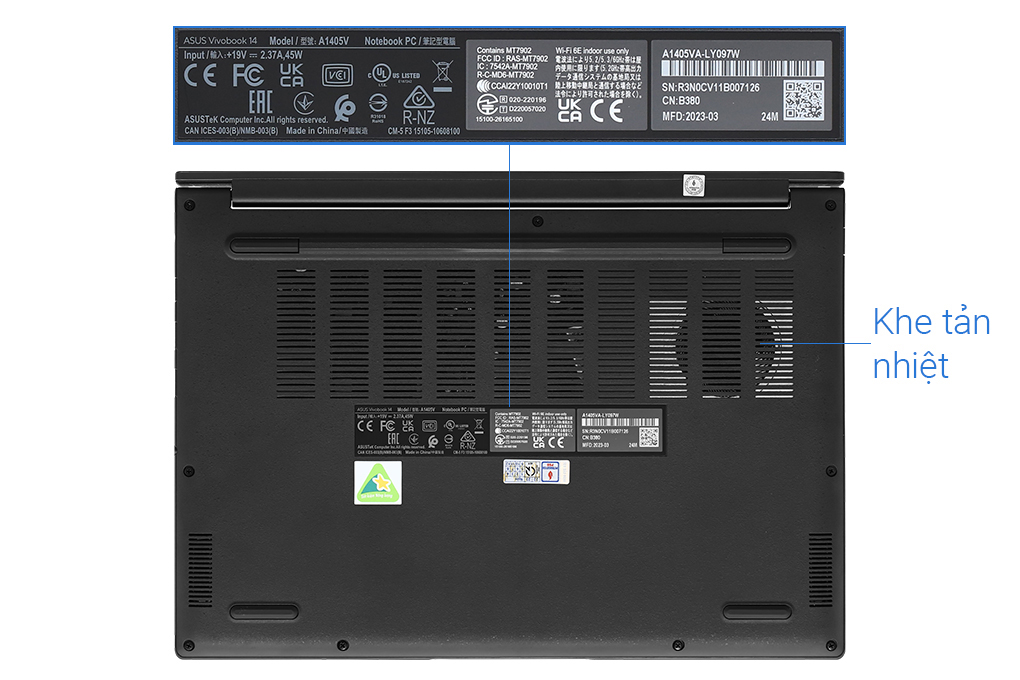 Laptop Asus Vivobook 14 A1405VA i3 1315U/8GB/512GB/Win11 (LY097W) Màu Đen