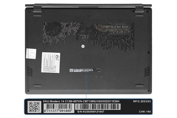 Laptop MSI Modern 14 C13M i7 1355U/16GB/512GB/Win11 (607VN) Màu Đen