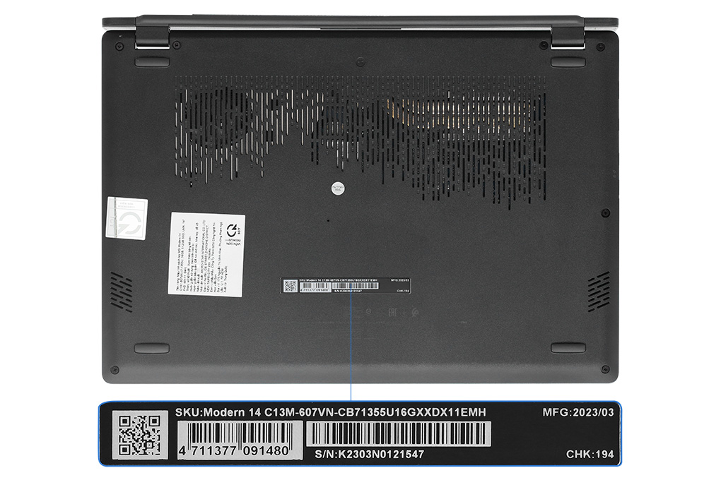 Laptop MSI Modern 14 C13M i7 1355U/16GB/512GB/Win11 (607VN) Màu Đen