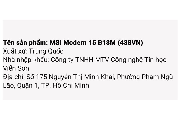 Laptop MSI Modern 15 B13M i5 1335U/8GB/512GB/Win11 (438VN) Màu Đen