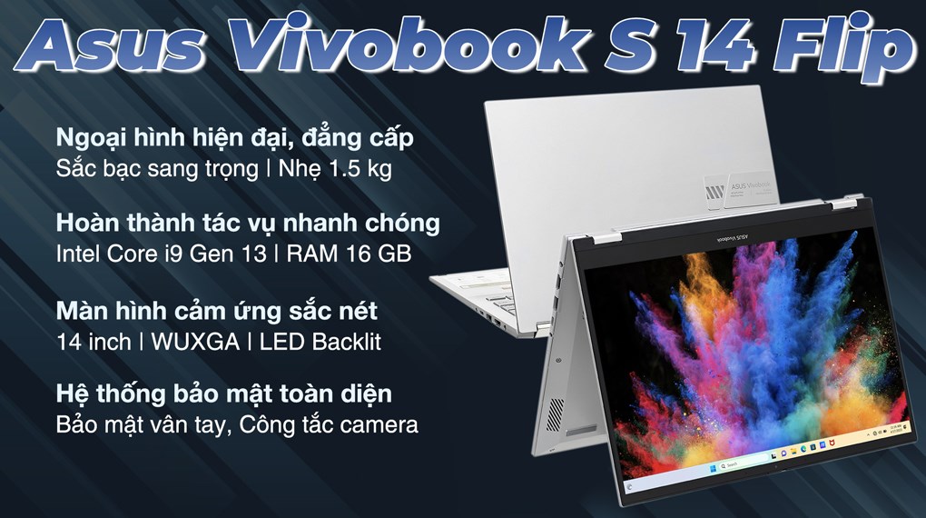 Laptop Asus Vivobook S 14 Flip TP3402VA i9 13900H/16GB/512GB/Touch/Win11 (LZ118W)