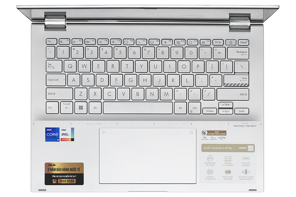 Laptop Asus Vivobook S 14 Flip TP3402VA i9 13900H/16GB/512GB/Touch/Win11 (LZ118W) Màu Bạc