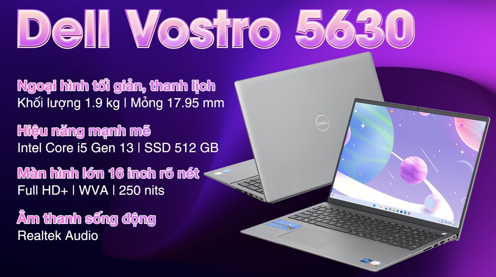 Laptop Dell Vostro 5630 i5 1340P/8GB/512GB/OfficeHS/Win11 (i5P085W11GRU) hover