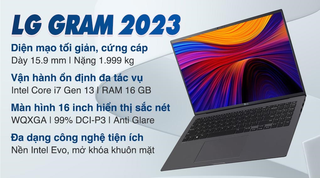 Laptop LG gram 2023 i7 1360P/16GB/512GB/Win11 (16Z90R-G.AH76A5) hover