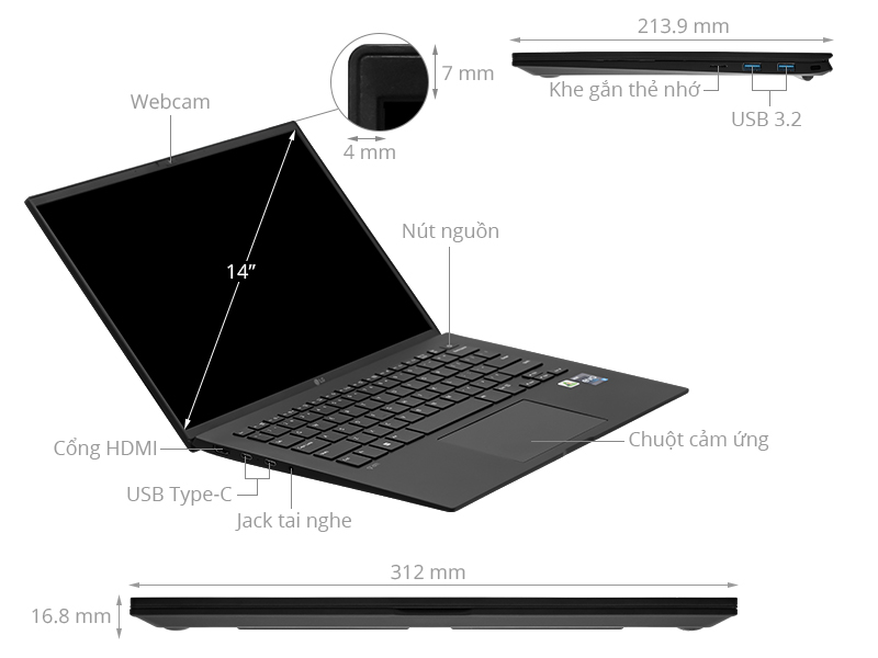 LG gram 2023 i7 1360P/16GB/512GB/Win11 (14Z90R-G.AH75A5)