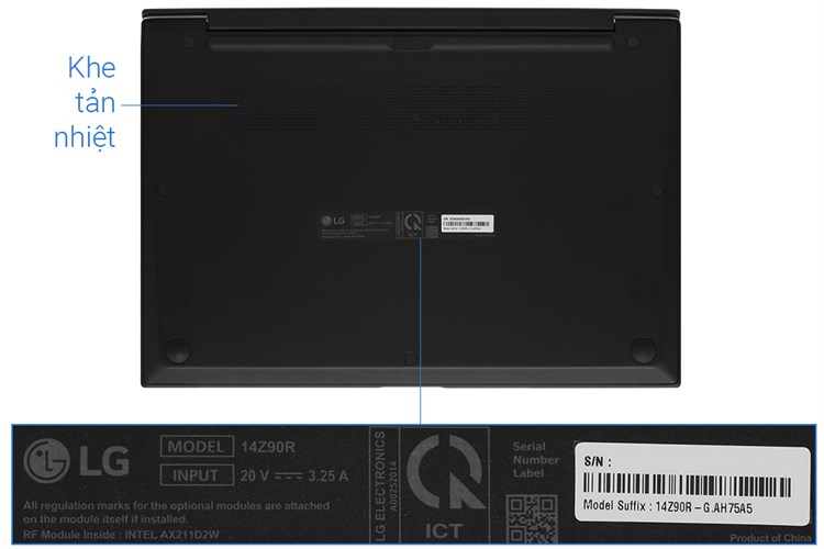 Laptop LG gram 2023 i7 1360P/16GB/512GB/Win11 (14Z90R-G.AH75A5) Màu Đen