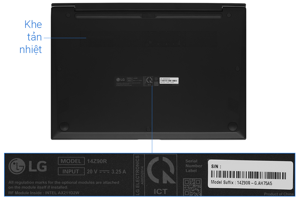 Laptop LG gram 2023 i7 1360P/16GB/512GB/Win11 (14Z90R-G.AH75A5) Màu Đen