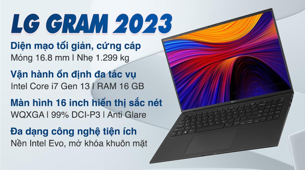 Laptop LG gram 2023 i7 1360P/16GB/512GB/4GB RTX3050/Win11 (16Z90R-E.AH75A5)