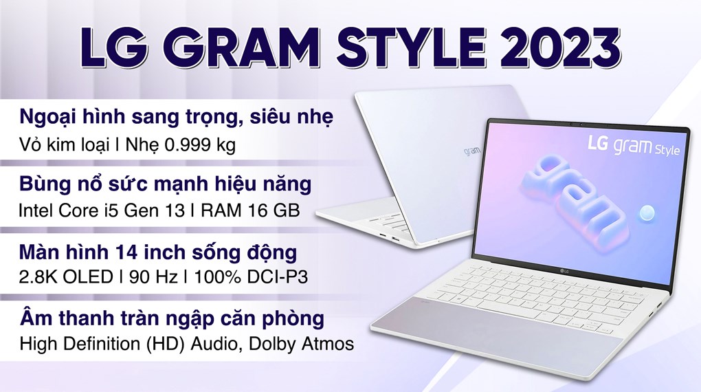 Laptop LG gram Style 2023 i5 1340P/16GB/512GB/90Hz/Win11 (14Z90RS-G.AH54A5) hover