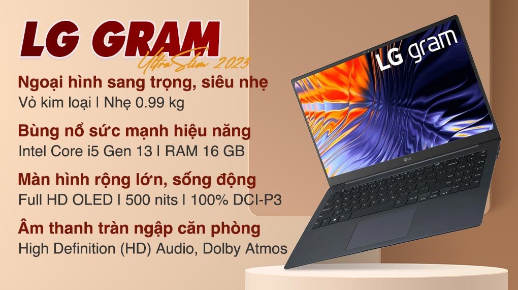 Laptop LG gram UltraSlim 2023 i5 1340P/16GB/512GB/Win11 (15Z90RT-G.AH55A5) hover