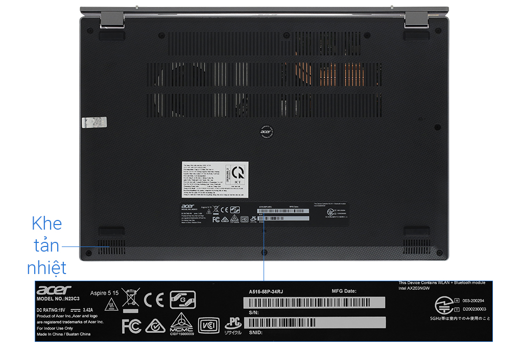 Laptop Acer Aspire 5 A515 58P 34RJ i3 1315U/8GB/512GB/Win11 (NX.KHJSV.003) Màu Xám
