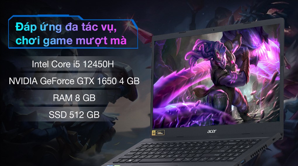 Laptop Acer Aspire 7 Gaming A715 76G 5132 i5 12450H/8GB/512GB/4GB GTX1650/144Hz/Win11 (NH.QMESV.002)