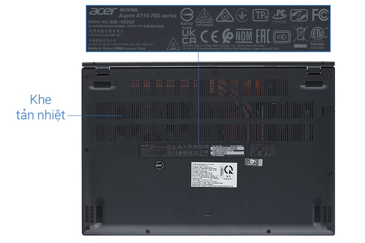 Laptop Acer Aspire 7 Gaming A715 76G 5132 i5 12450H/8GB/512GB/4GB GTX1650/144Hz/Win11 (NH.QMESV.002) Màu Đen