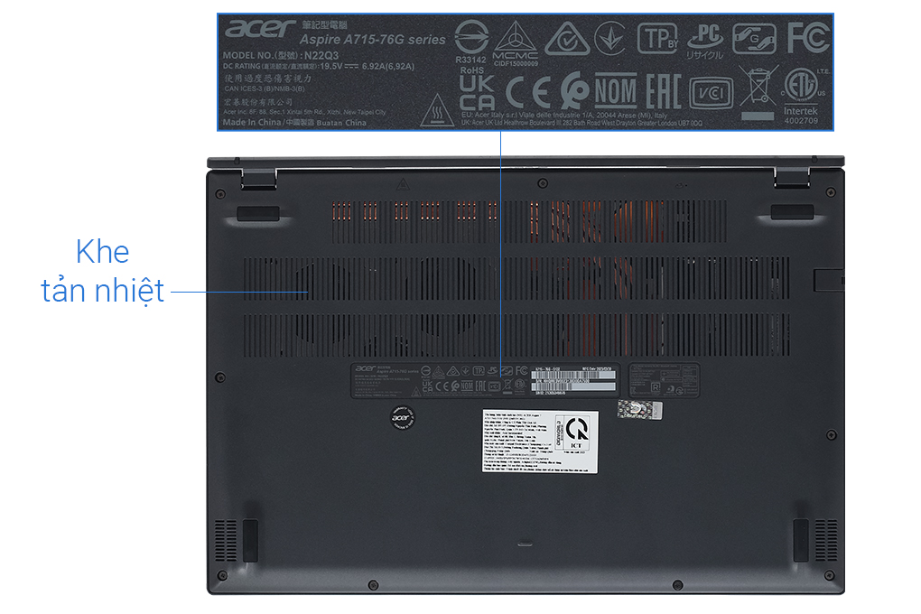Laptop Acer Aspire 7 Gaming A715 76G 5132 i5 12450H/8GB/512GB/4GB GTX1650/144Hz/Win11 (NH.QMESV.002) Màu Đen