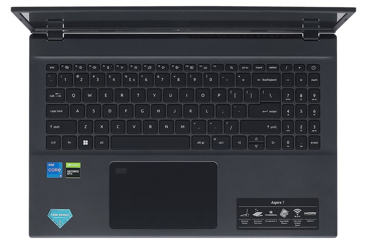 Laptop Acer Aspire 7 Gaming A715 76G 5132 i5 12450H/8GB/512GB/4GB GTX1650/144Hz/Win11 (NH.QMESV.002) Màu Đen