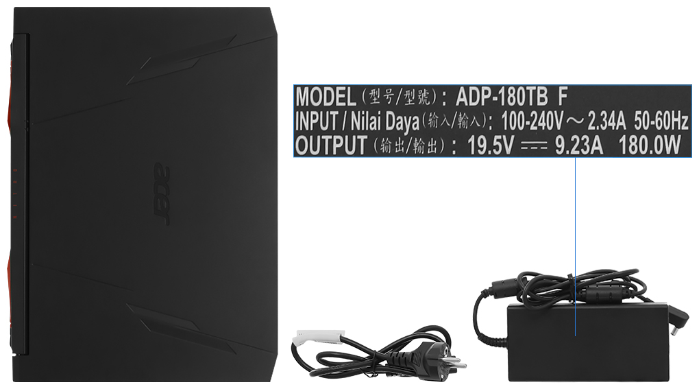 Bộ sản phẩm gồm: Sách hướng dẫn, Thùng máy, Sạc Laptop Acer