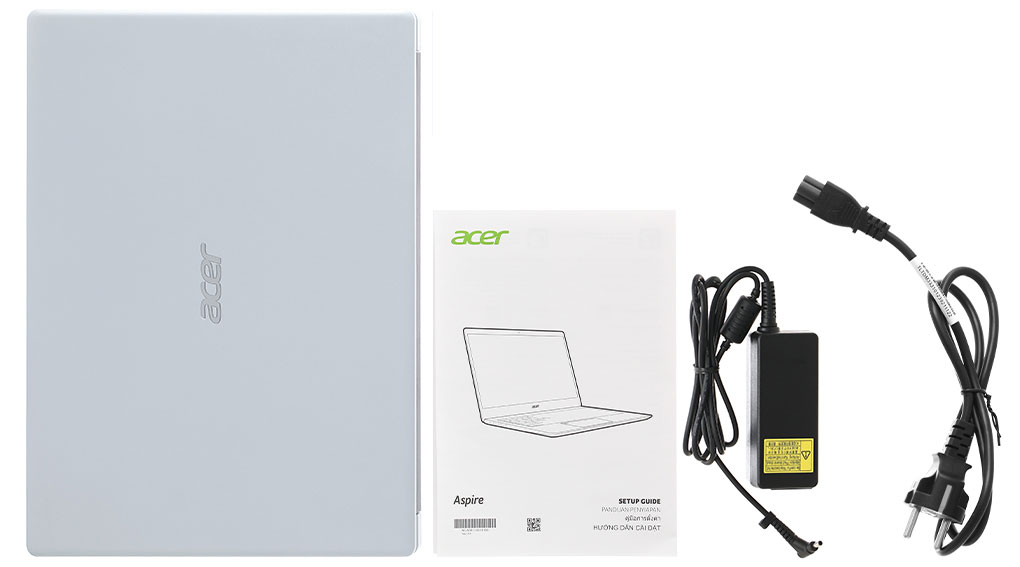Bộ sản phẩm gồm: Sách hướng dẫn, Thùng máy, Sạc Laptop Acer