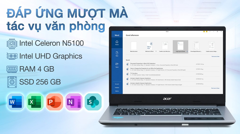 Laptop Acer Aspire 3 A314 35 C3KS N5100/4GB/256GB/Win11 (NX.A7SSV.009)