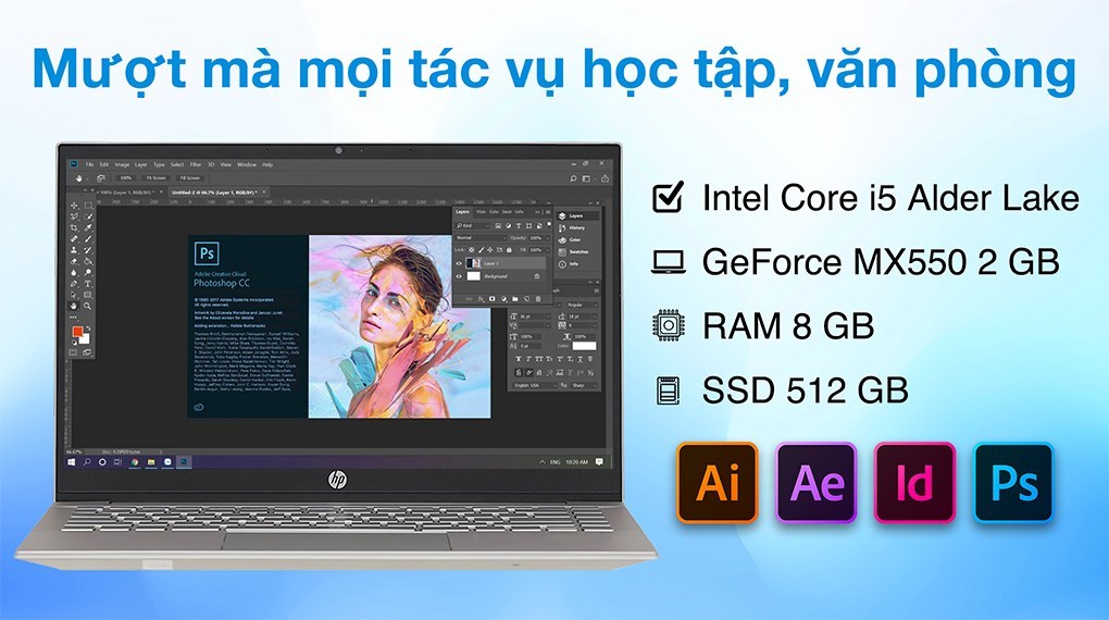 Laptop HP Pavilion 15 eg2062TX i5 1235U/8GB/512GB/2GB MX550/Win11 (7C0W7PA)