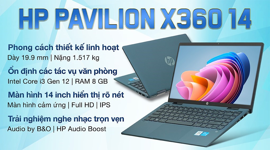 Laptop HP Pavilion X360 14 ek0131TU i3 1215U/8GB/256GB/Touch/Win11 (7C0P6PA) hover