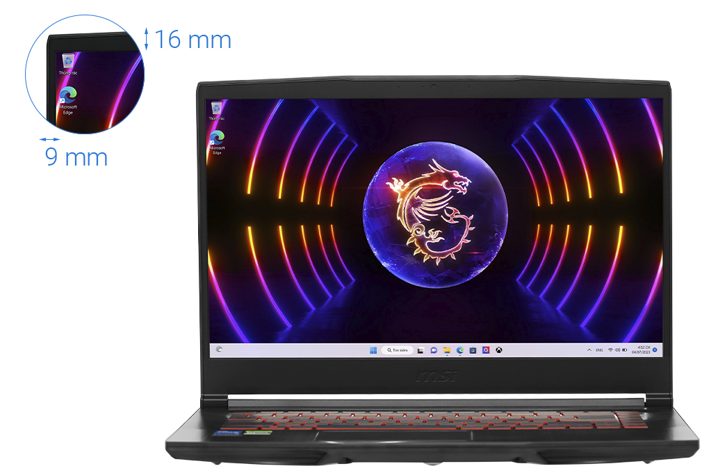 Laptop MSI Gaming GF63 Thin 12VE - 460VN (i5 12450H, 8GB, 512GB, RTX 4050 6GB, Full HD 144Hz, Win11) Màu Đen