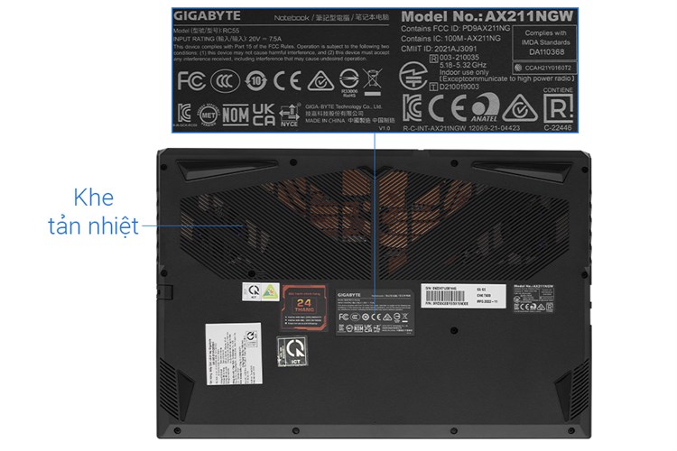 Laptop Gigabyte Gaming G5 i5 12500H/8GB/512GB/4GB RTX3050/144Hz/Win11 (GE-51VN263SH) Màu Đen