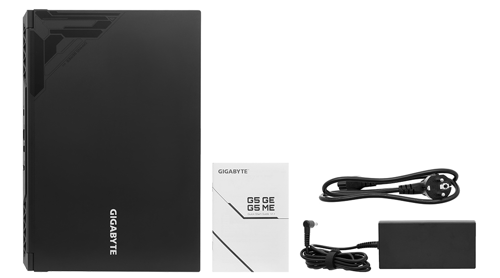 Bộ sản phẩm gồm: Sách hướng dẫn, Thùng máy, Sạc Laptop Gigabyte