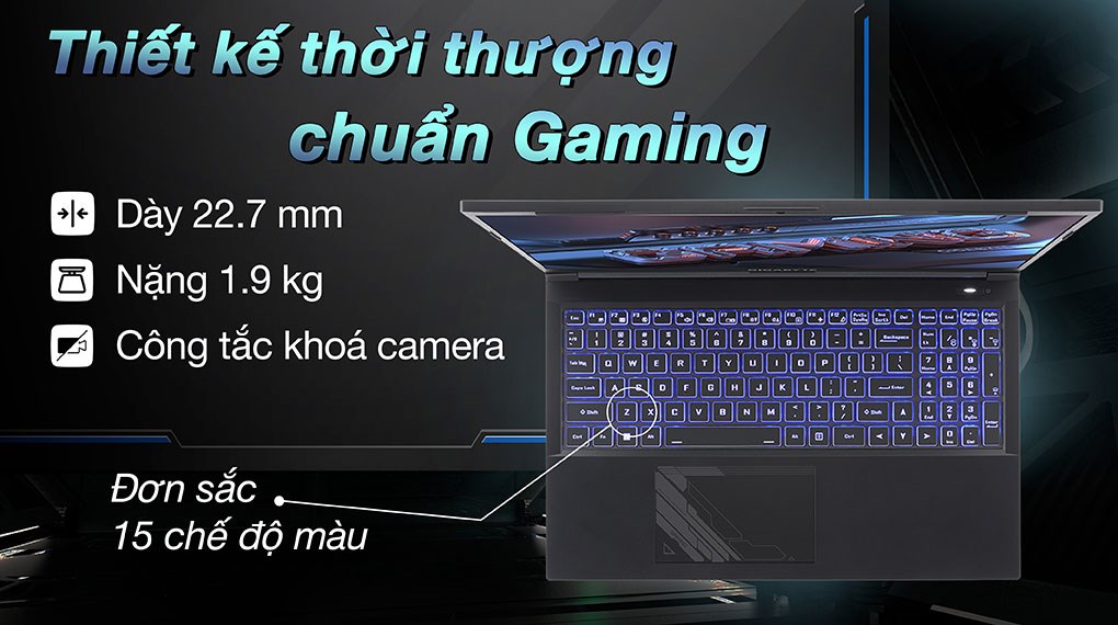 Laptop Gigabyte Gaming G5 i5 12500H/16GB/512GB/4GB RTX3050/144Hz/Win11 (GE-51VN213SH)