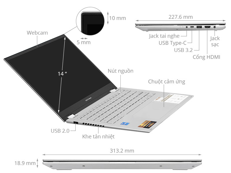 Laptop Asus Vivobook S 14 Flip TP3402VA i3 1315U/8GB/256GB/Touch/Win11 (LZ025W)