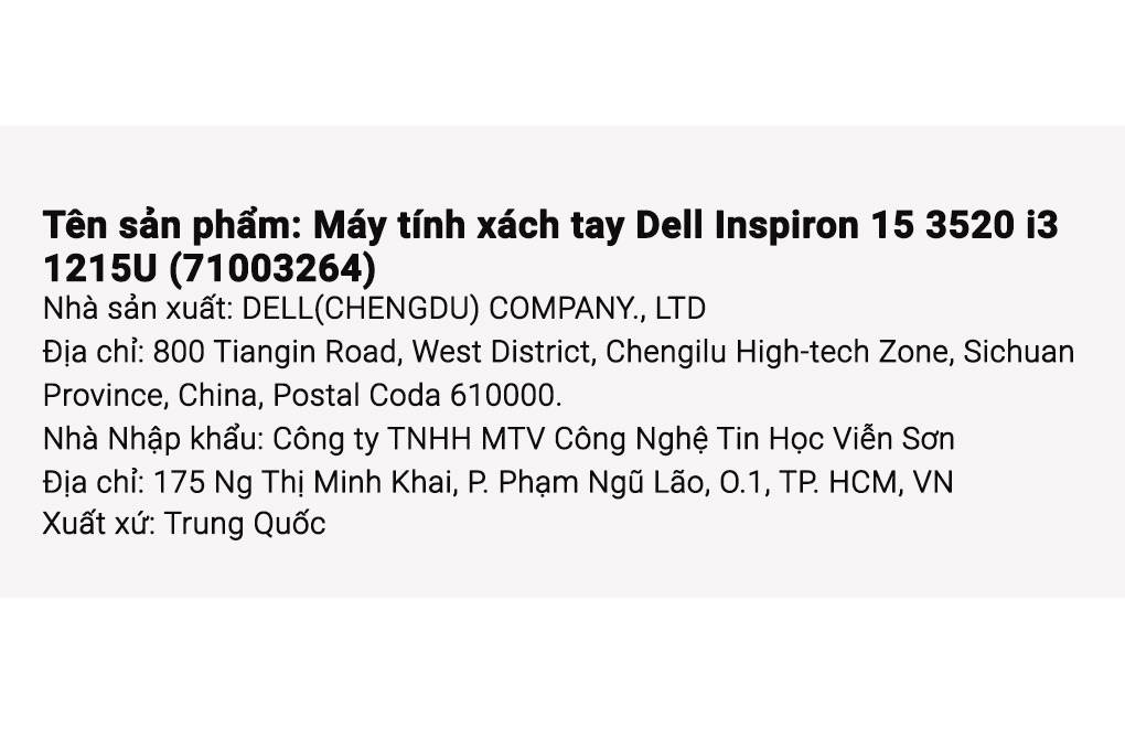 Laptop Dell Inspiron 15 3520 i3 1215U/8GB/512GB/120Hz/OfficeHS/Win11 (71003264) Màu Đen